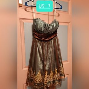 Teal, Brown, and Gold Glitter dress